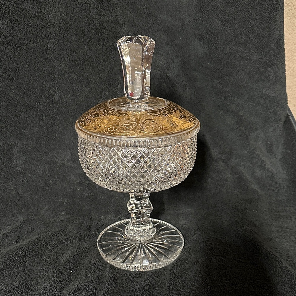 Elegant Crystal and Gold Candy Dish